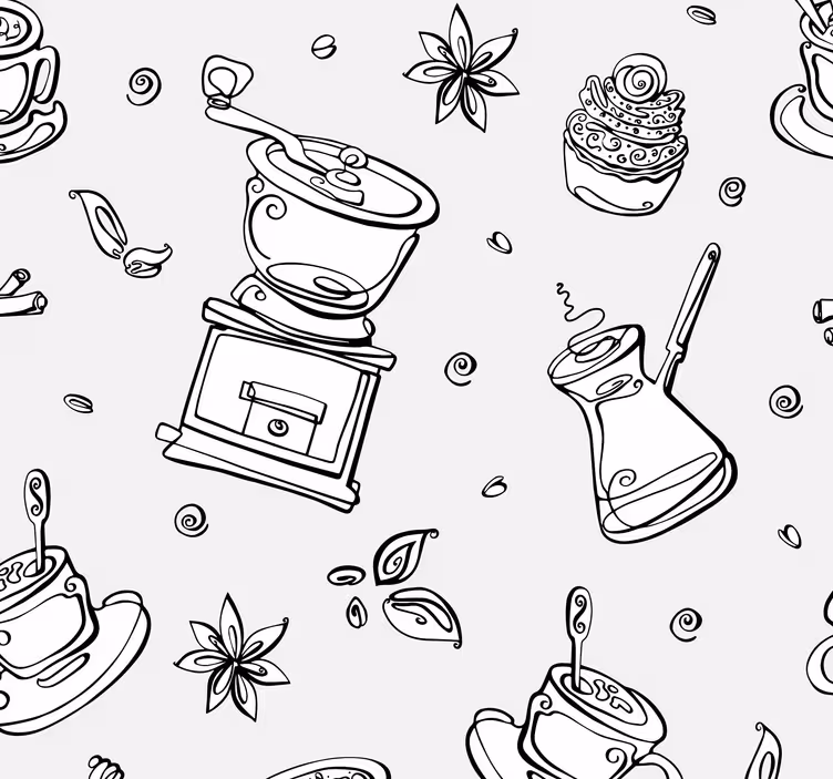 Papier peint cuisine Croquis de café chaud - TenStickers