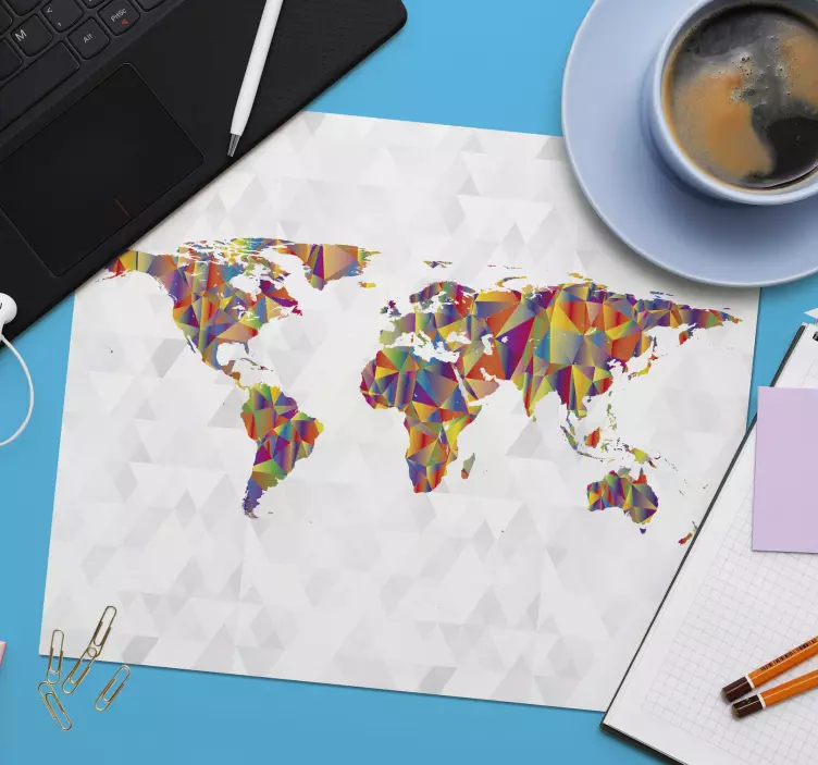 Mouse pad carte du monde représentation géométrique colorée - TenStickers