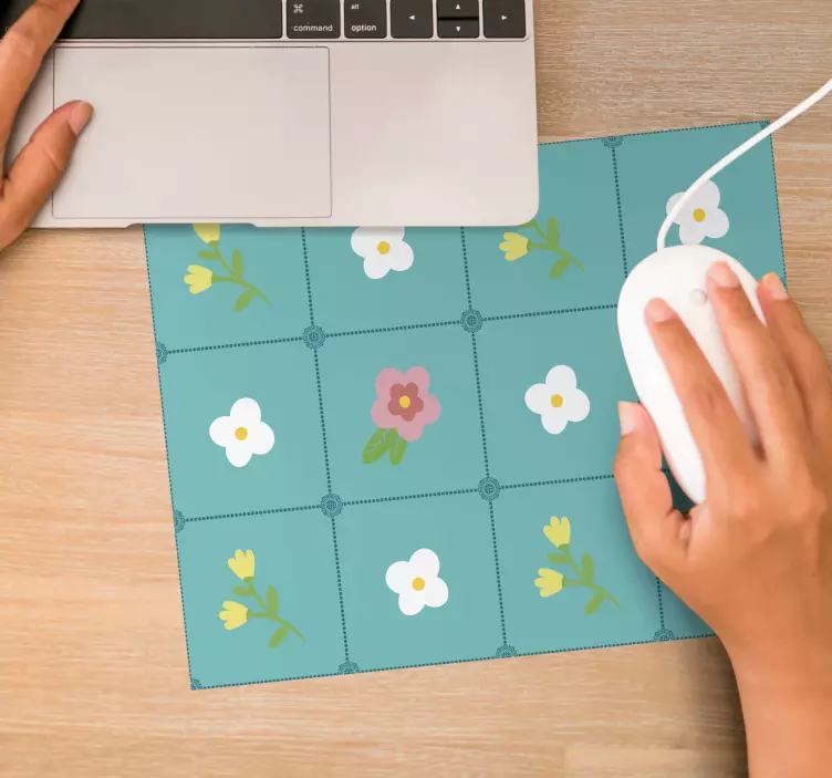 Mouse pad motif arrangement de carreaux floraux - TenStickers