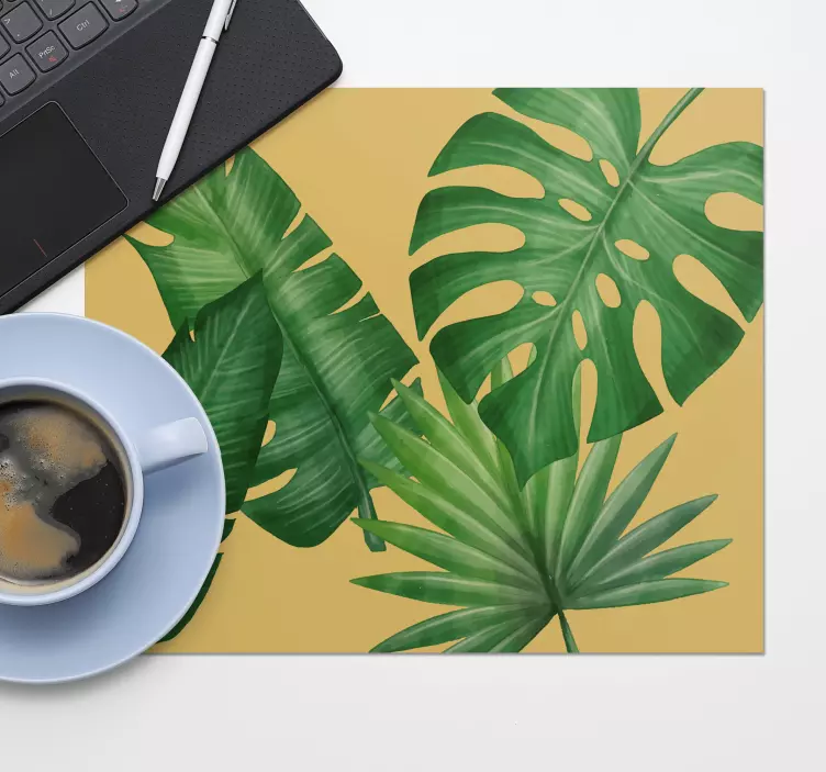 Mouse pad motif dessin de feuille tropicale - TenStickers