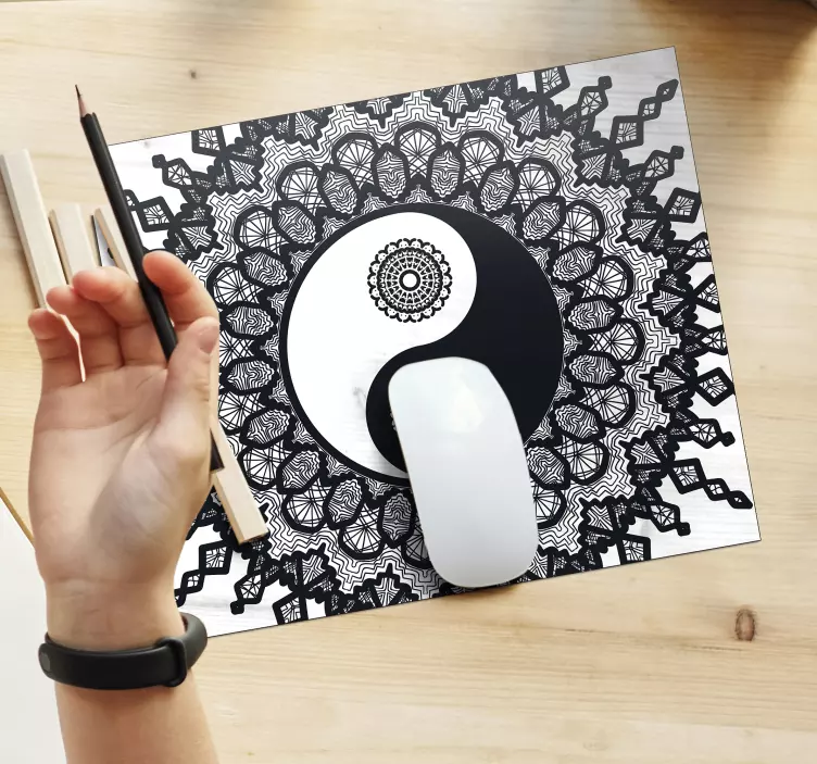 Mouse pad motif œuvre d'art mandala yin yang - TenStickers