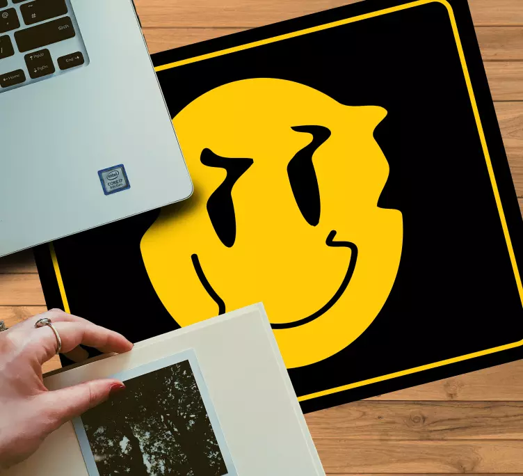 Mouse pad original icône jaune souriante - TenStickers