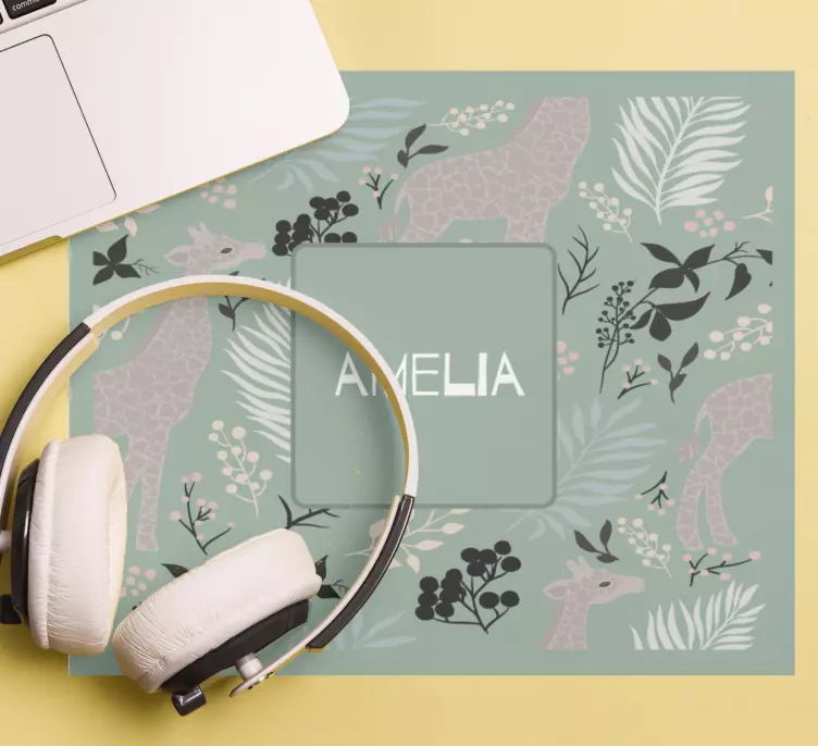 Tapis de souris nom Girafe personnalisée - TenStickers