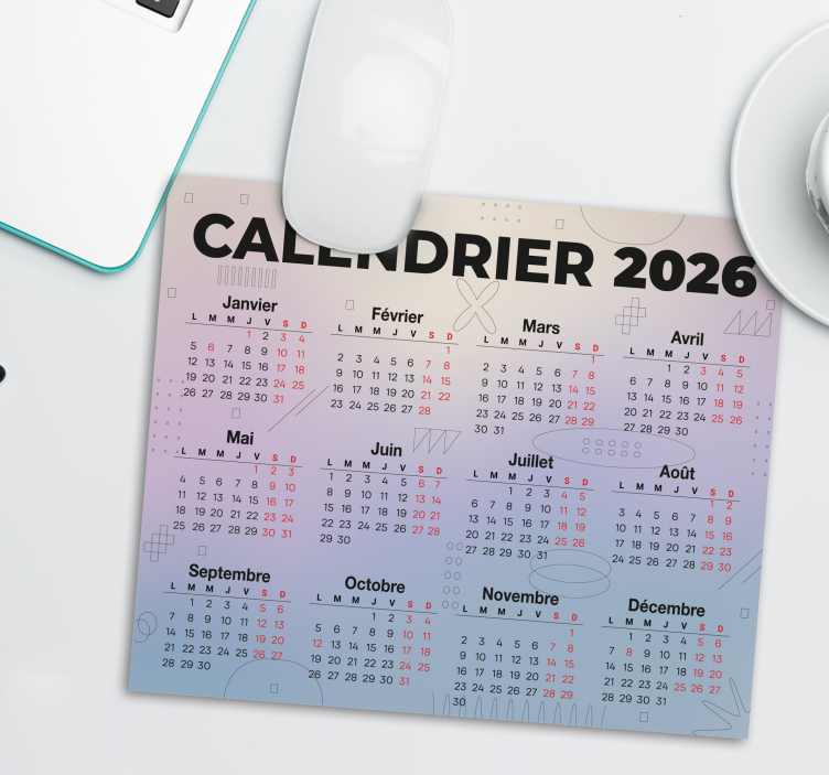 Tapis de souris calendrier 2025 - TenStickers