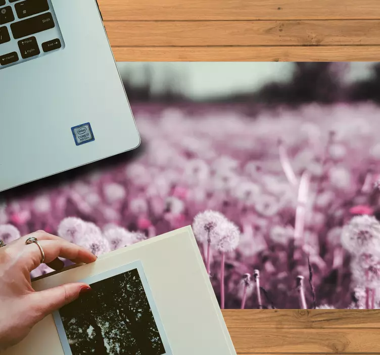 Tapis de souris original Art rose avec pissenlit - TenStickers