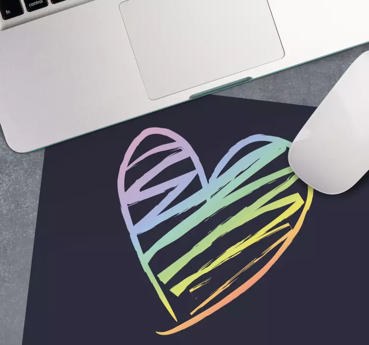 Tapis de souris cœur holographique arc-en-ciel - TenStickers