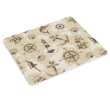 Tapis de souris carte du monde éléments de compas nautique - TenStickers