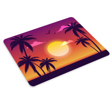 Mouse pad gamer silhouette de palmier au coucher de soleil - TenStickers