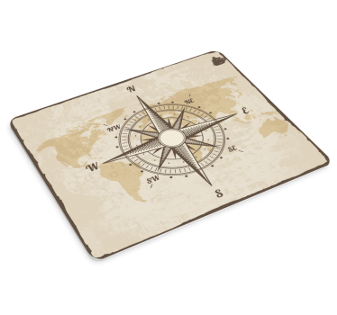 Tapis de souris avec Boussole vintage avec carte du monde - TenStickers
