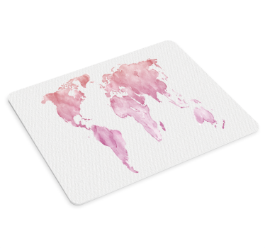 Mouse pad carte du monde aquarelle rose - TenStickers