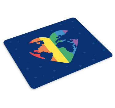Mouse pad carte du monde en forme de cœur - TenStickers