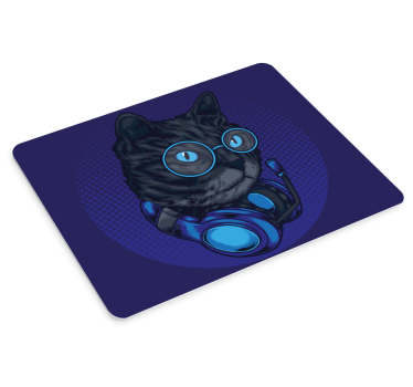Mouse pad gamer casque cool cat - TenStickers