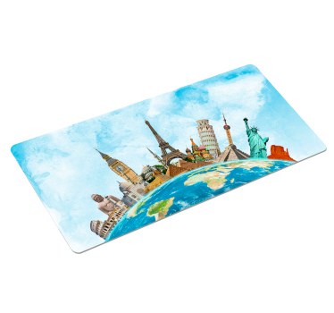 XXL Tapis de souris avec carte du monde monument - TenStickers