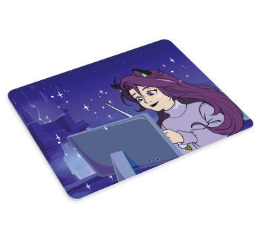 Mouse pad animé fille utilisant une tablette - TenStickers