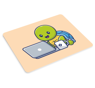 Mouse pad gamer tortue joyeuse au travail - TenStickers