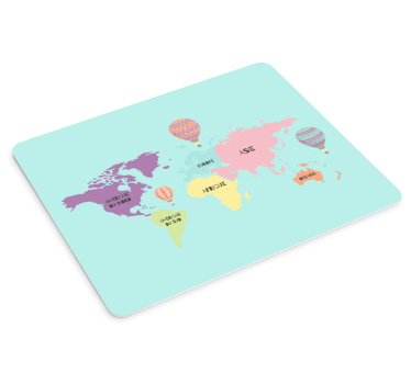 Mouse pad carte du monde design nordique avec ballons à air - TenStickers