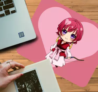 Mouse pad animé personnage chibi avec cœur - TenStickers