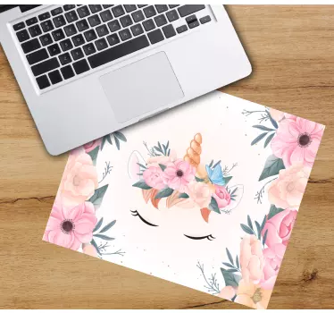 Mouse pad animé tête de licorne florale - TenStickers