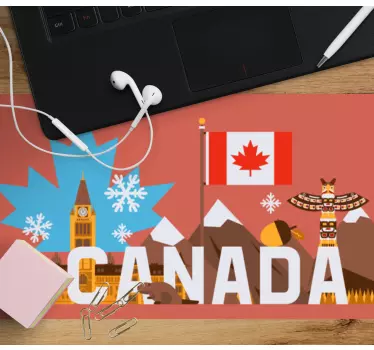 Mouse pad carte du monde art symbolique canadien - TenStickers