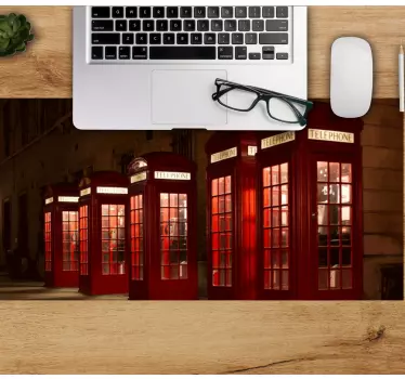 Mouse pad carte du monde cabines téléphoniques rouges - TenStickers