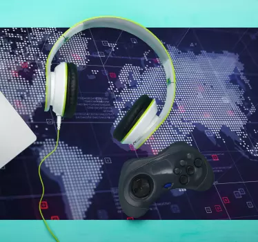 Mouse pad carte du monde coordonnées globales interactives - TenStickers