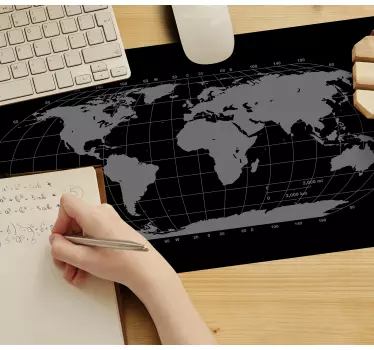 Mouse pad carte du monde grille géographique - TenStickers