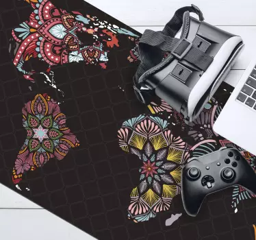 Mouse pad carte du monde motifs colorés - TenStickers