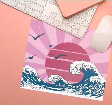 Mouse pad carte du monde scène océan stylisée - TenStickers