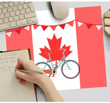 Mouse pad carte du monde vélo avec feuille d'érable - TenStickers