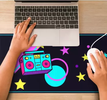 Mouse pad gamer boombox rétro galaxie - TenStickers