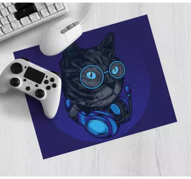 Mouse pad gamer casque cool cat - TenStickers