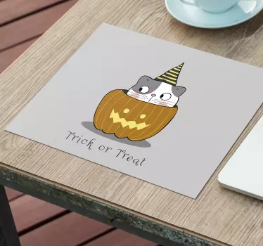 Mouse pad gamer chat félin fantaisiste citrouille - TenStickers