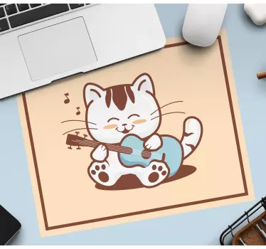 Mouse pad gamer chat mignon jouant de la guitare - TenStickers
