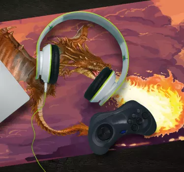 Mouse pad gamer dragon cracheur de feu - TenStickers