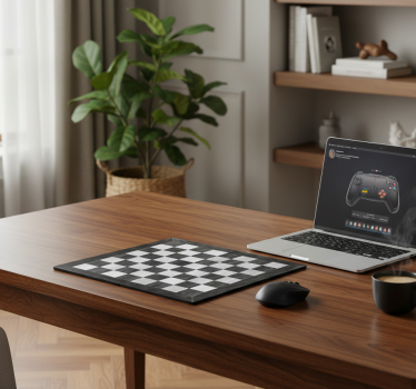 Mouse pad gamer échiquier en bois noir et blanc - TenStickers