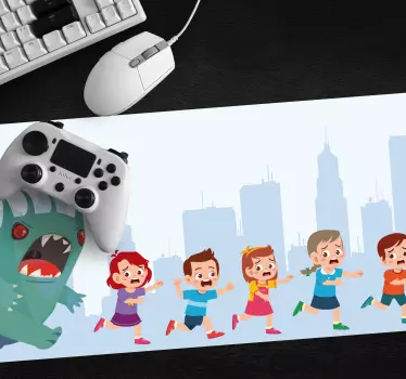 Mouse pad gamer enfants fuyant un monstre - TenStickers
