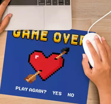 Mouse pad gamer graphique cœur 8 bits - TenStickers
