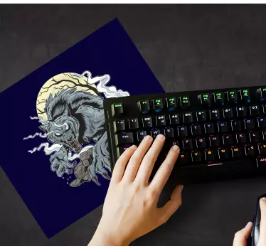 Mouse pad gamer hurlement de loup féroce - TenStickers