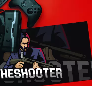 Mouse pad gamer personnage de tireur stylisé - TenStickers