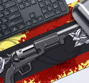 Mouse pad gamer revolver avec roses - TenStickers