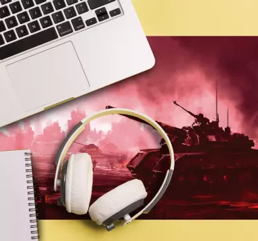 Mouse pad gamer scène de bataille de tanks - TenStickers