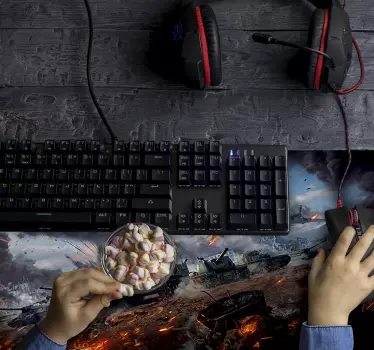 Mouse pad gamer scène de champ de bataille explosive - TenStickers
