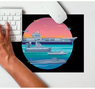 Mouse pad gamer scène de flotte navale - TenStickers