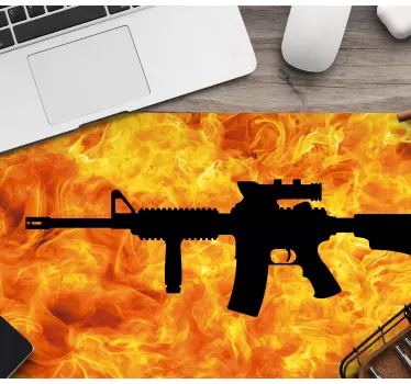 Mouse pad gamer silhouette de flammes arme - TenStickers