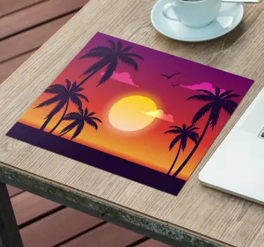 Mouse pad gamer silhouette de palmier au coucher de soleil - TenStickers