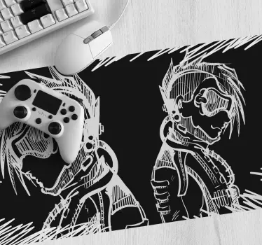 Mouse pad gamer silhouettes de personnages dynamiques - TenStickers