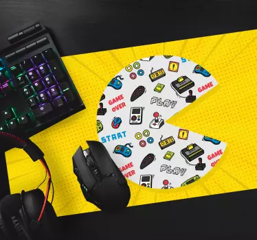 Mouse pad gamer symboles de jeux rétro colorés - TenStickers