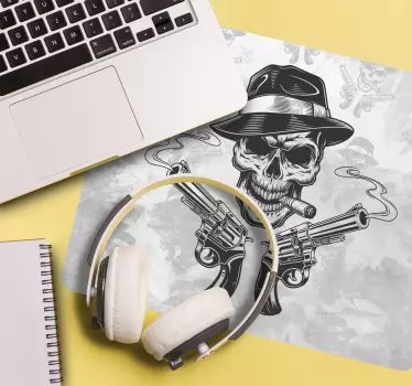 Mouse pad gamer tête de mort avec armes - TenStickers