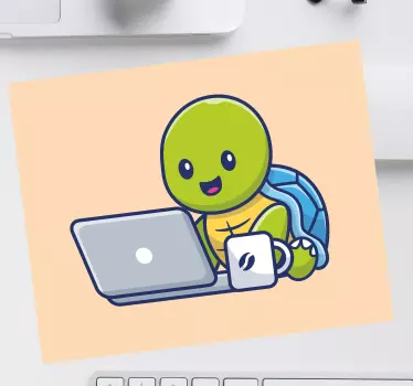Mouse pad gamer tortue joyeuse au travail - TenStickers