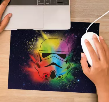 Mouse pad gamer visage de stormtrooper coloré - TenStickers